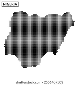 A creative representation of Nigeria using a detailed dot pattern, highlighting its geographical features and outline.