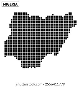 A creative representation of Nigeria using a detailed dot pattern, highlighting its geographical features and outline.