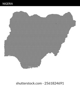 A creative representation of Nigeria using a detailed dot pattern, highlighting its geographical features and outline.