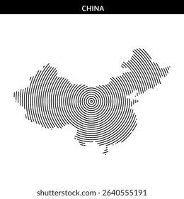 Creative representation of China’s outline using concentric circles.