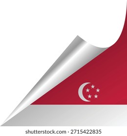 Creative representation of Singapore flag peeling away from a white background.