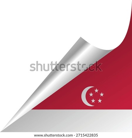 Creative representation of Singapore flag peeling away from a white background.