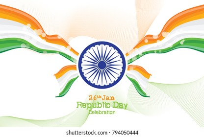 Creative Republic Day Background Design with Indian National Flag