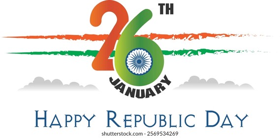 Creative Republic Day Typography with Indian Flag Elements
