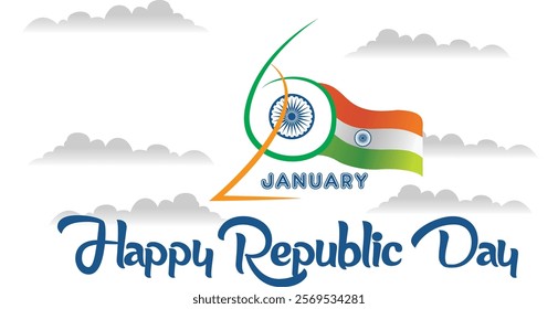 Creative Republic Day Typography with Indian Flag Elements