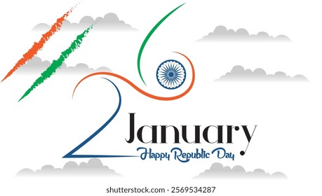 Creative Republic Day Typography with Indian Flag Elements