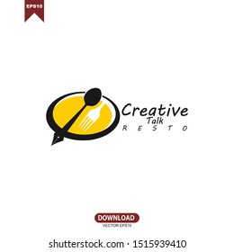 Creative restaurant, cafe, bar logo vector template design. fork, pen simple icon