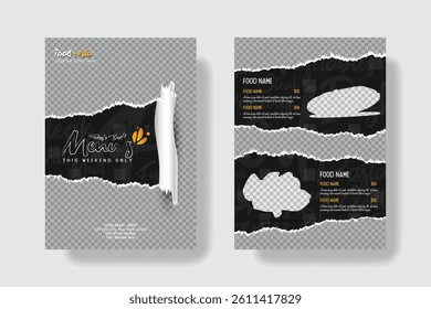 Creative restaurant food menu double sided A4 template.