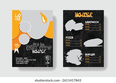 Creative restaurant food menu double sided A4 template.