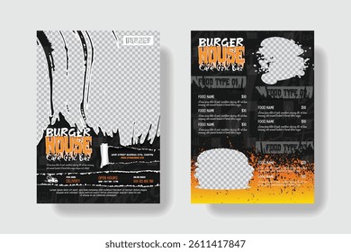 Creative restaurant food menu double sided A4 template.