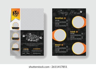 Creative restaurant food menu double sided A4 template.