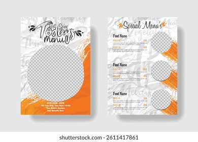 Creative restaurant food menu double sided A4 template.