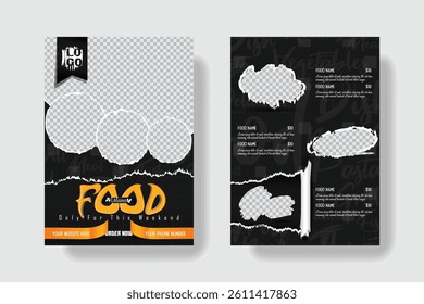 Creative restaurant food menu double sided A4 template.