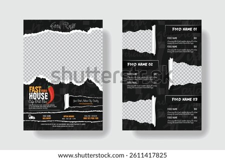 Creative restaurant food menu double sided A4 template.