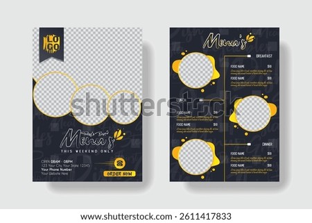Creative restaurant food menu double sided A4 template.