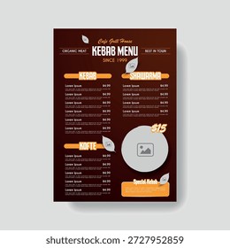 Restaurante creativo menú de comida Plantilla de Vector.