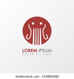 Creative Restaurant Icon Logo Design Element. Red FORK and squid symbol suitable for food logo company.