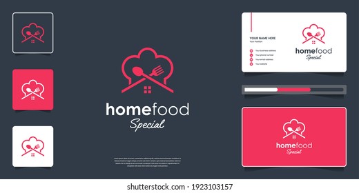 Creative restaurant logo design template. Symbol for food with business card branding