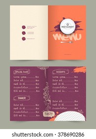 Creative Restaurant Menu Card Design With Front And Back Page View.