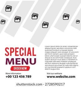 Vector creativo del diseño de la Plantilla de la tarjeta del menú del restaurante para el restaurante y la cafetería