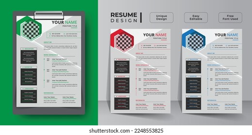 Creative resume and curriculum vitae template design