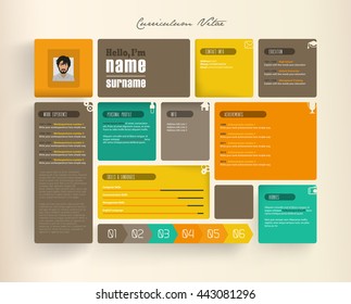 Creative resume template with tiles.