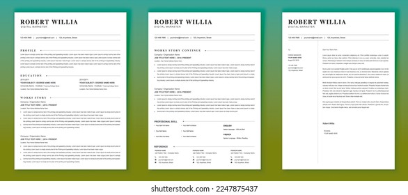 Creative Resume Template for Word + Free Cover Letter  Modern CV Template | Professional Resume Template | Instant Download