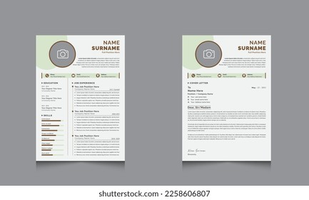 Creative Resume Templates  for Professional Cv and Cover Letter Layout Design