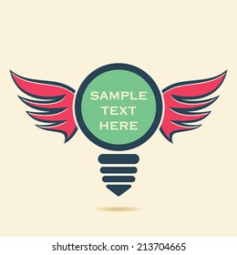 creative retro bulb with wings design vector