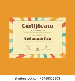 Creative Retro Certificate Achievement Design Template.