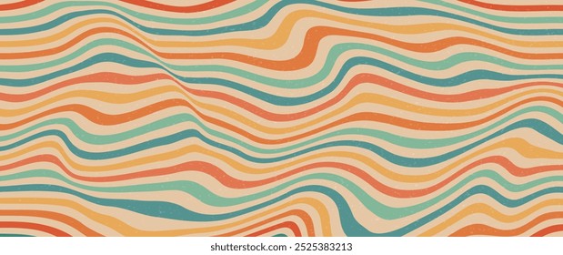 Creative retro concept of summer bright cover, card or poster with waves pattern for social media ads, branding, corporate identity. Colorful design template in trendy style. Summer illustration.