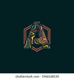 Creative retro letter a initial logo design vector template illustration isolated hexagon