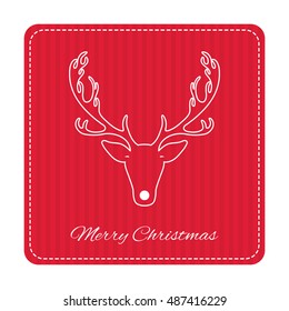 Creative retro Merry Christmas greeting card. Hipster funny deer