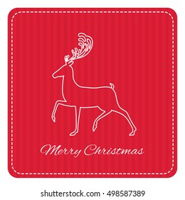 Creative retro Merry Christmas greeting card. Hipster funny deer vector art. Xmas celebration