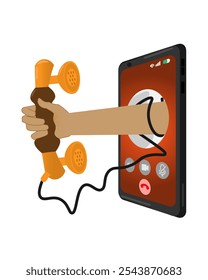 Conceito criativo retrô de telefone e smartphone