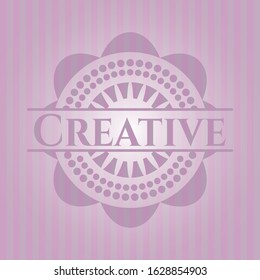 Creative retro style pink emblem. Vector Illustration. Detailed.