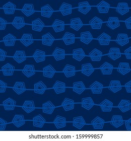 creative retro swirl pentagon design pattern blue background vector
