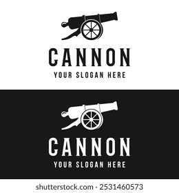 Creative retro vintage cannon logo isolated background.