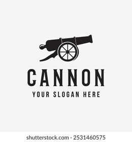 Creative retro vintage cannon logo isolated background.