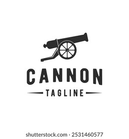 Creative retro vintage cannon logo isolated background.