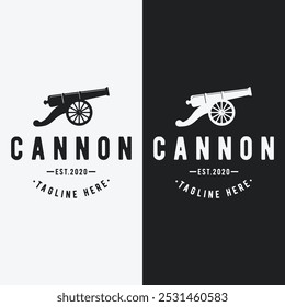 Creative retro vintage cannon logo isolated background.