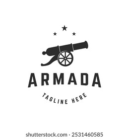 Creative retro vintage cannon logo isolated background.