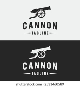 Creative retro vintage cannon logo isolated background.