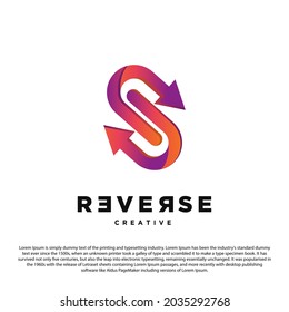 Creative Reverse Logo. Letter S Vector With A Reverse Arrow Element.