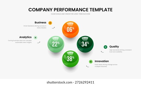 Creative Review Four Element Graph Slide Template. Medical Growth Slideshow Design Vector Illustration. Business Strategy 4 Option Chart Presentation Layout.