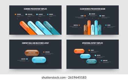 Creative Review Four Five Two Three Element Infographic Presentation Template Vector Illustration Collection. Modern Plan 4 5 2 3 Option Diagram Frame Design Set.