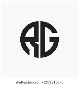 Creative RG or GR initial monogram circle shape pattern line art flat modern brand unique logo design