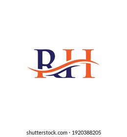 Carta creativa RH con concepto de lujo. Diseño moderno de logotipos RH para empresas y empresas