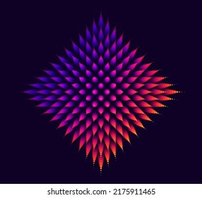 Creative Rhombus Design Element. Colorful Particles Square. 3D Cube. Vector Illustration for Banner, Poster, Presentation Design.