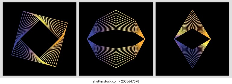 Creative Rhombus Shape design, abstract Geometric graphic design, line rhombus shape design set